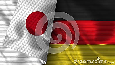 Germany and Japan Realistic Flag â€“ Fabric Texture Illustration Stock Photo